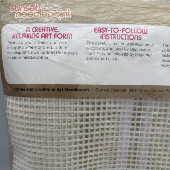 Vtg Sunset Needlepoint Kit Diamond Gros Point Pillow 16x16 Audrey Powell Sealed - Picture 8 of 9